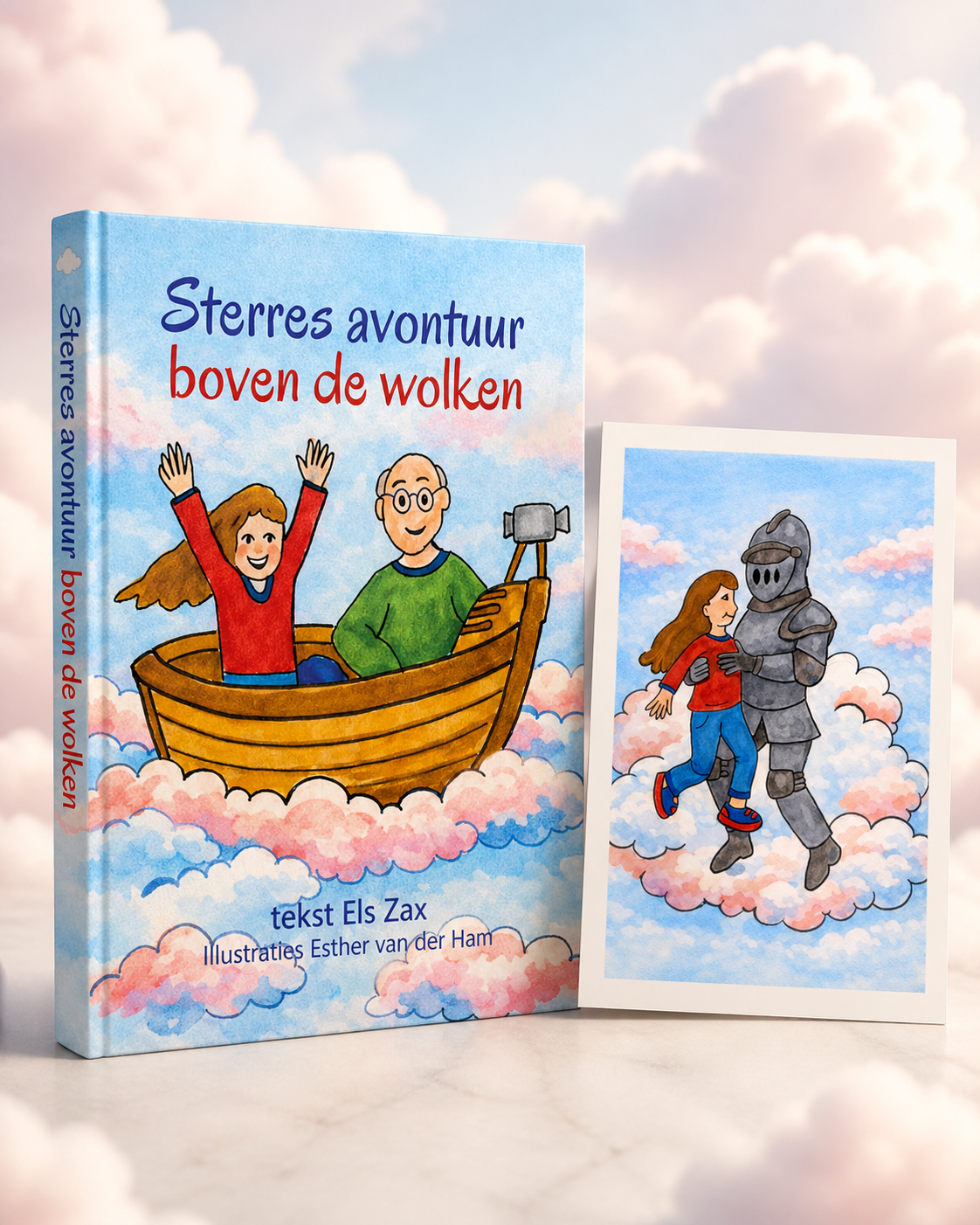 3D-weergave van het kinderboek Sterres avontuur boven de wolken van Els Zax met illustraties van Esther van der Ham